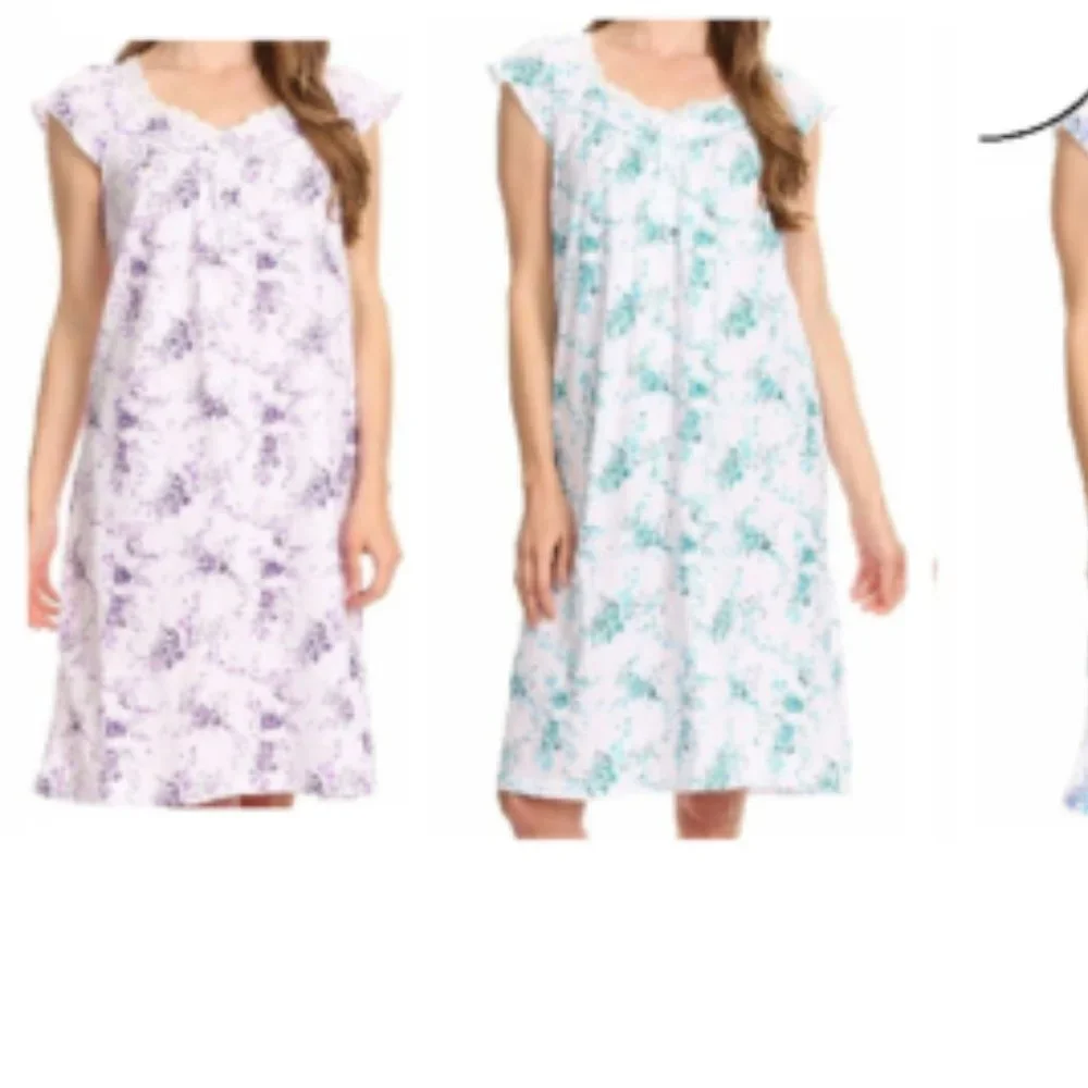 4 Pack 100% Cotton Knit Women Nightgown Sleepwear Pajamas Nightshirt - Picture 1 of 5